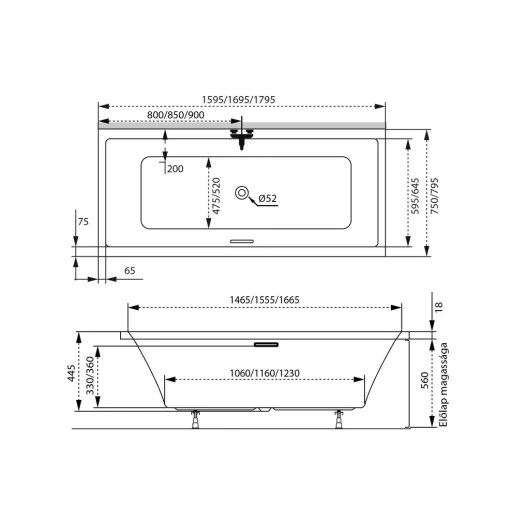 Sabina Pro Slim egyenes akril kád 180x80